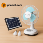 Duravolt 12 Inches Rechargeable Table Fan (DRF-12TS) With Solar Panel
