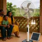 Duravolt 16 Inches -3 In 1 Rechargeable Fan +Solar Panel + 2-Bulbs In Nigeria