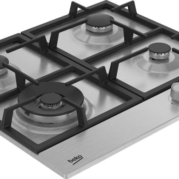 Beko 60CM Stainless Steel Gas Hob with 3 Gas Burners and 1 Wok Burner - HQAW64225 SX