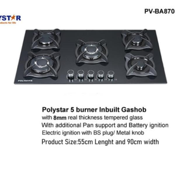 POLYSTAR 7MM 5 GAS BURNER TEMPERED GAS HUB – PV-B8705AGPS
