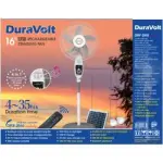 DuraVolt 16'' 4 In 1 Rechargeable Fan +Solar Panel + 2-bulbs+music DRF-2916melody