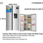 POLYSTAR 436L INVERTER SIDE BY SIDE REFRIGERATOR – PV-SBS666WD-INV (SILVER)
